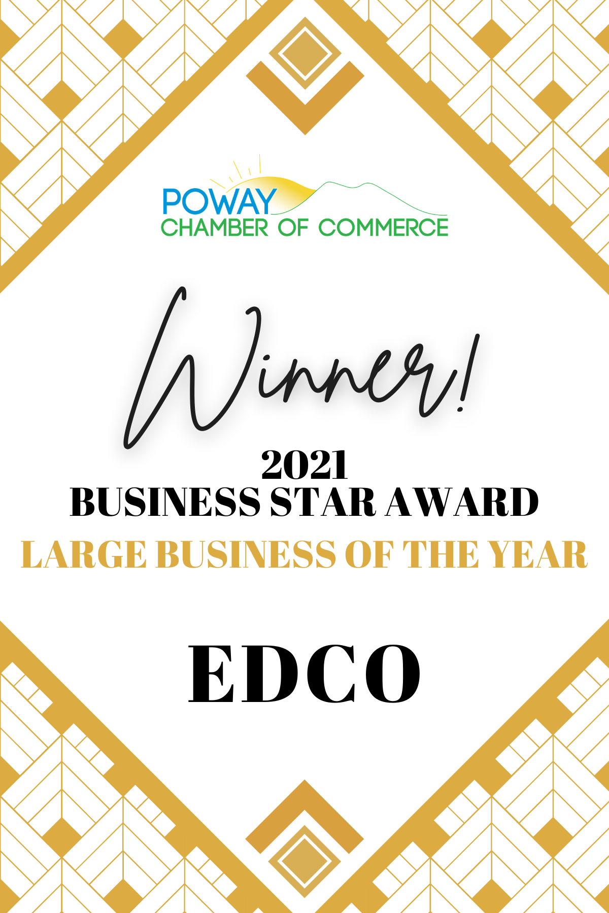 EDCO Awarded Large Business of the Year News EDCO City of Vista
